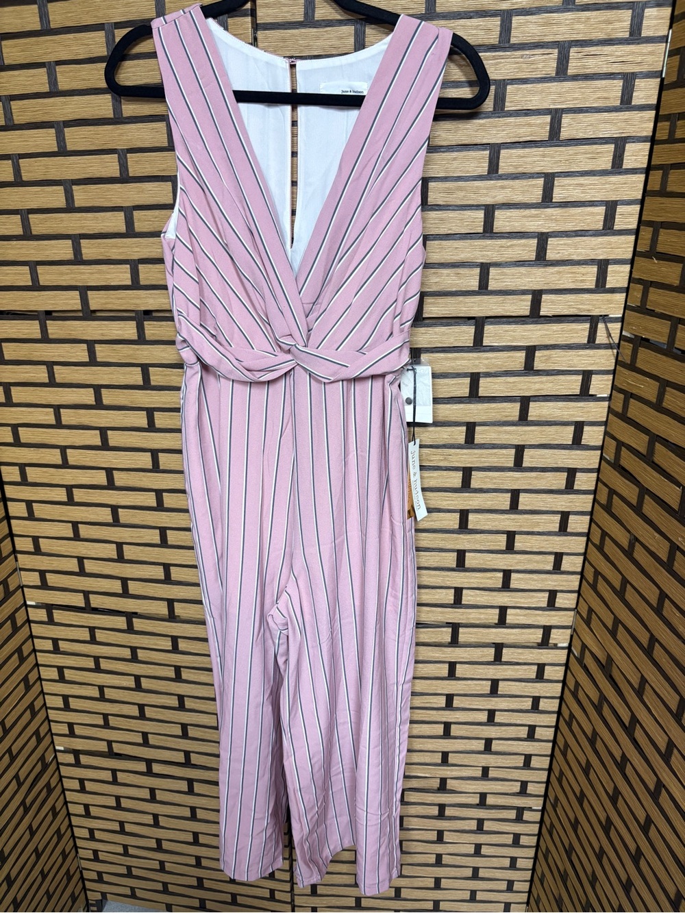 June & Hudson pink stripe crop jumpsuit size medium
